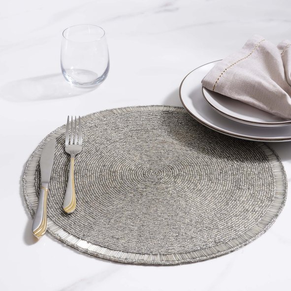 Silver beaded placemat sales